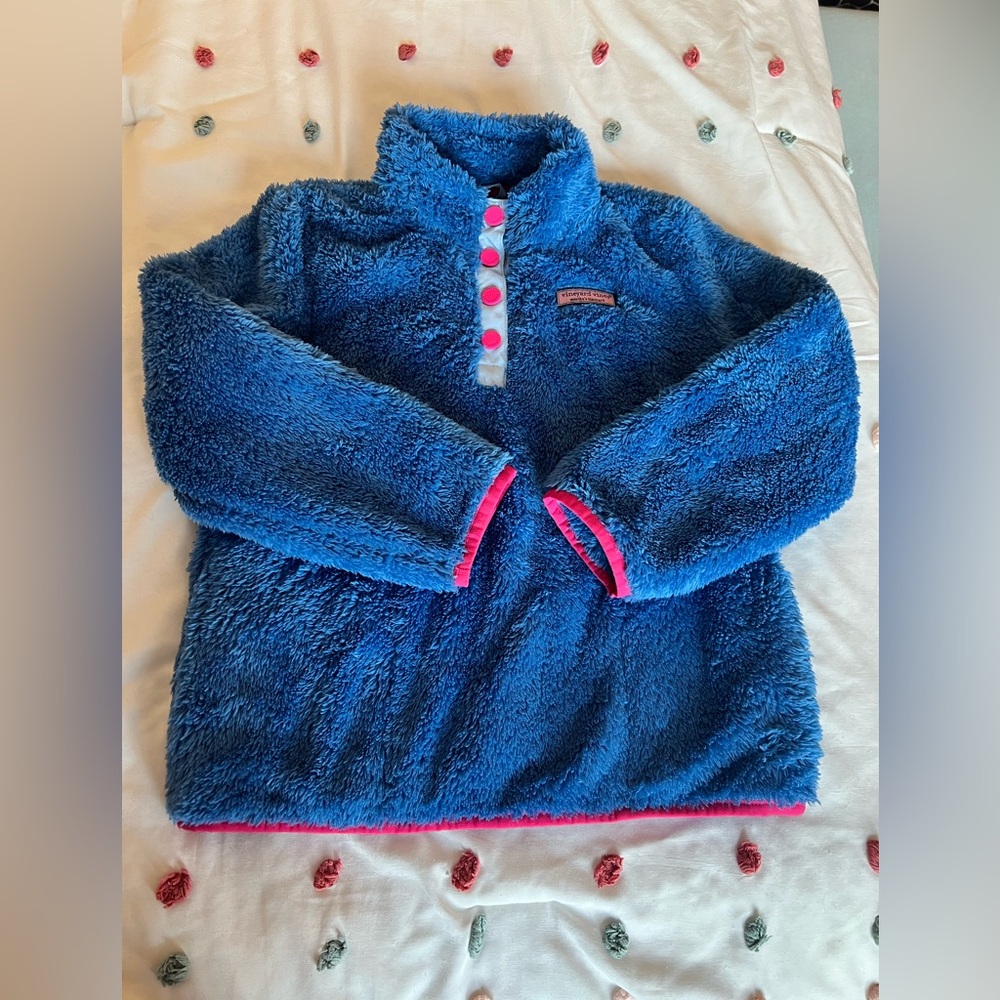 Vineyard Vines Fuzzy Pullover with Pink Accents
